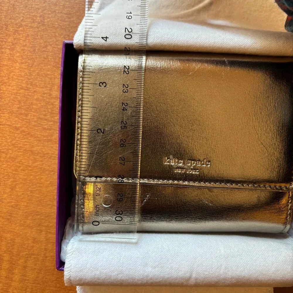 Kate Spade Metallic Gold Wallet Trifold NWOT - Picture 11 of 13
